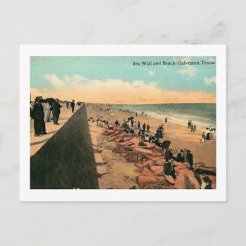 Sea Wall  Galveston  Texas 1912 Vintage Postcard by markomundo at Zazzle