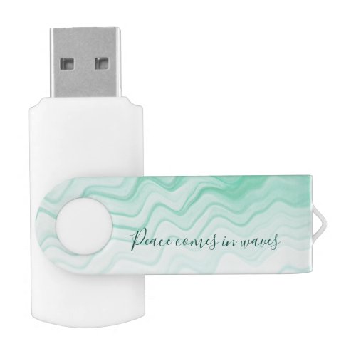 Sea Water Art Peace Comes in Waves Ocean Quote  Flash Drive
