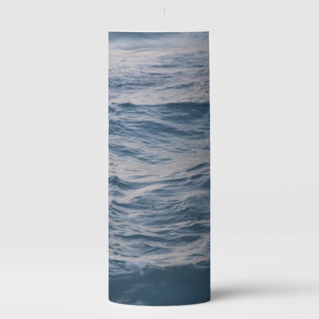 Sea water closeup  pillar candle (Front)