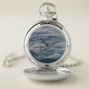 Sea Water Ripple Close-Up Photo Pocket Watch