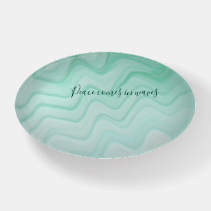 Sea Water Teal Peace Comes in Waves Ocean Quote  Paperweight