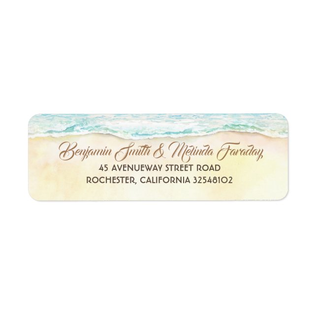 Sea Wave Beach Wedding Label (Front)