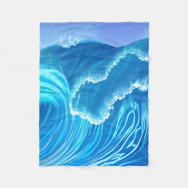 Sea wave design - Flowing Wave  Fleece Blanket (Front)