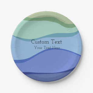 Sea Wave Ocean Design Custom Text Paper Plates