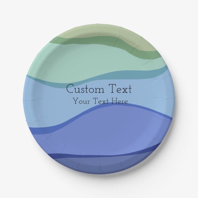 Sea Wave Ocean Design Custom Text Paper Plates (Front)