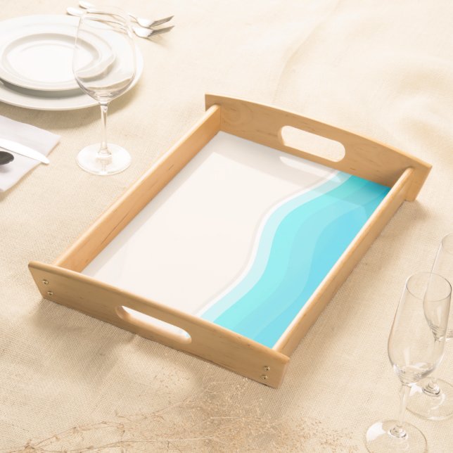 Sea wave on the beach serving tray (Front)
