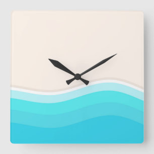 Sea wave on the beach. square wall clock