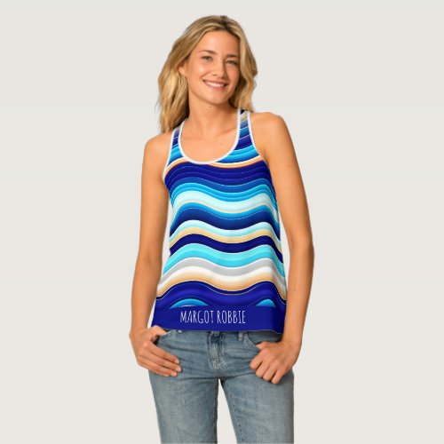 Sea Wave Soft Watercolor Abstract Pattern Tank Top