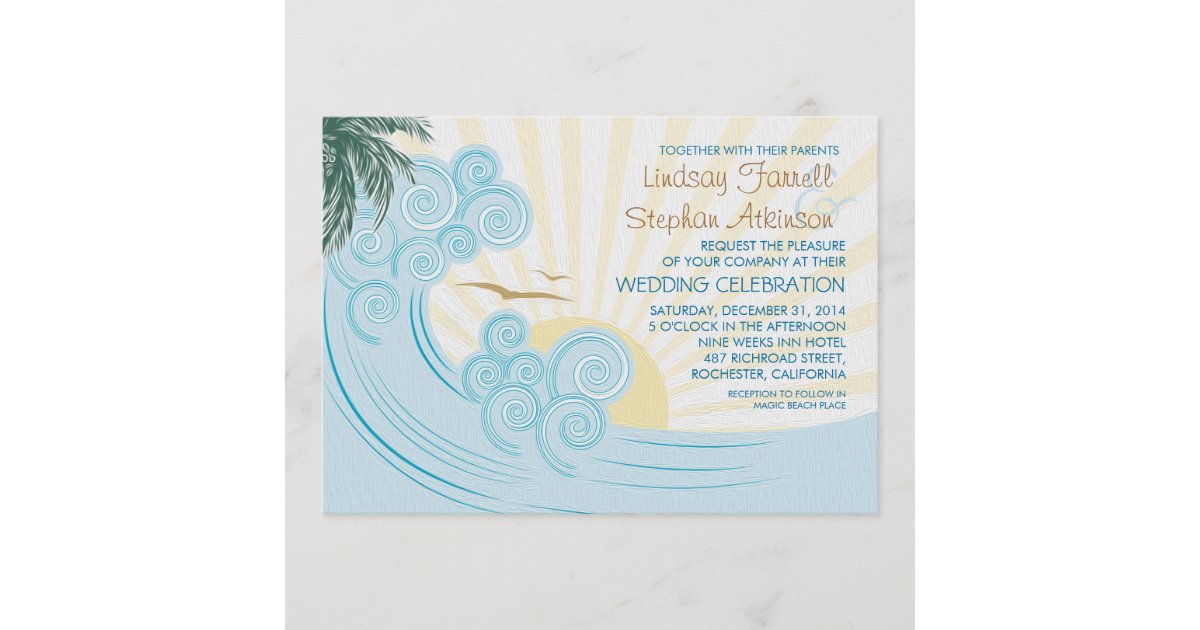 Sea Waves Beach Wedding Invitations