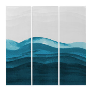 Sea waves paint triptych
