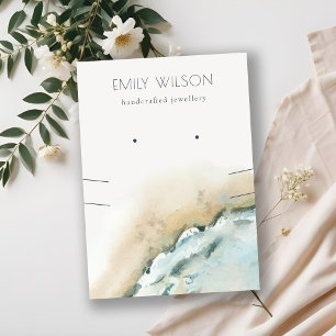 Sea Waves Sand Beach Earring Necklace Display Business Card