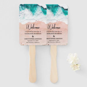 Sea Waves & Sand Beach Wedding Hand Fan