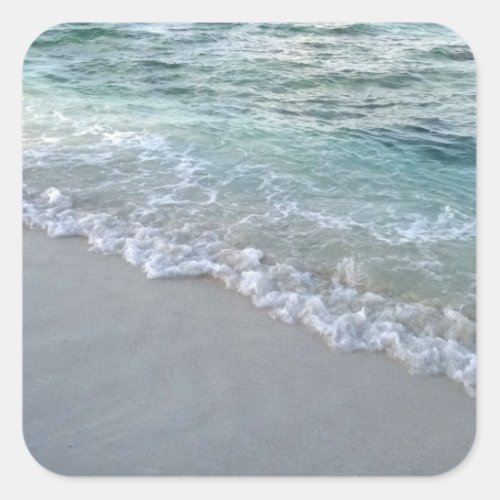 Sea Waves Sand Blank Template Maldives Nature Square Sticker
