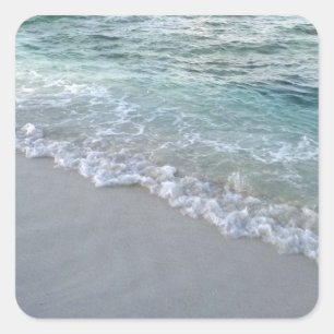 Sea Waves Sand Blank Template Maldives Nature Square Sticker