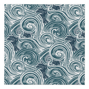 Sea waves seamless pattern faux canvas print
