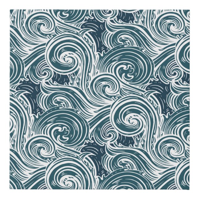 Sea waves seamless pattern faux canvas print (Front)
