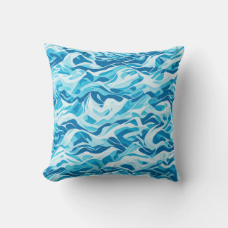 Sea waves Seamless Pattern Throw Pillow