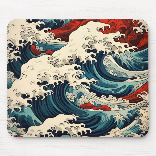 Sea Waves Ukiyo-e Mouse Pad (Front)