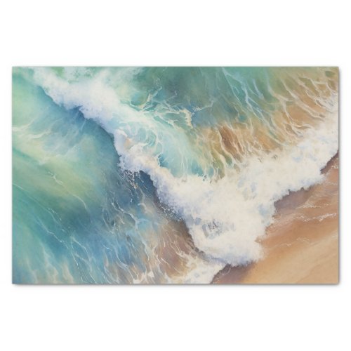 Sea Waves Watercolor Beach Decoupage Tissue Paper