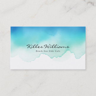 Sea Waves Watercolor Business Card 