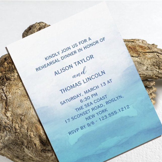 Sea Wedding Rehearsal Dinner Invitation (Sea Wedding Rehearsal Dinner Invitation. Our coastal chic design for summer weddings.)