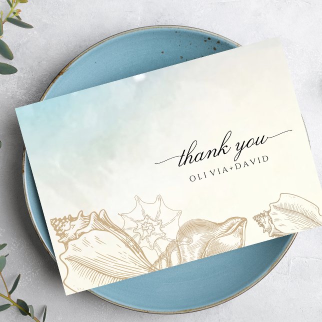 Sea Wedding  Summer Blue Ocean Beach Wedding  Thank You Card (Creator Uploaded)
