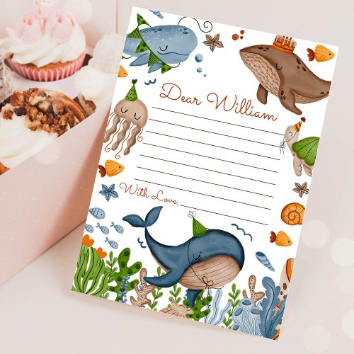 Sea Whale Birthday Time Capsule Message Card