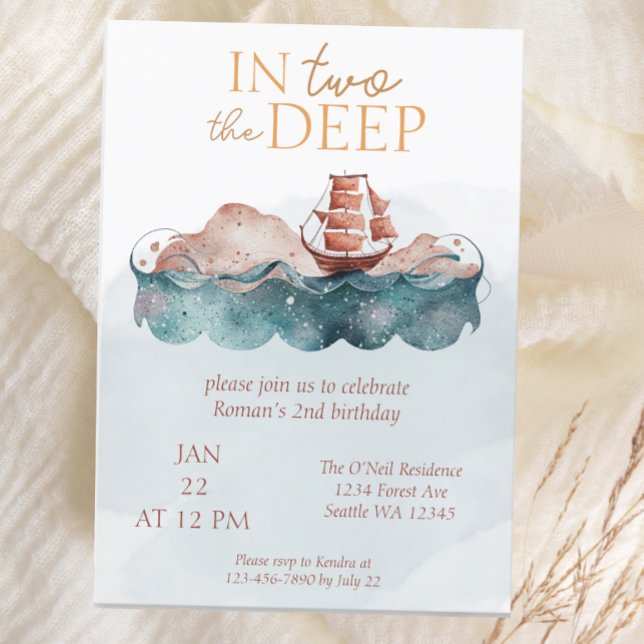 Sea Whimsical Ocean Pirate Second Birthday Invitation (Creator Uploaded)