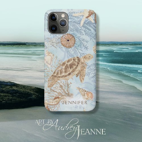 Sea Whispers Turtle Seahorse Starfish Personalized iPhone 11 Pro Case