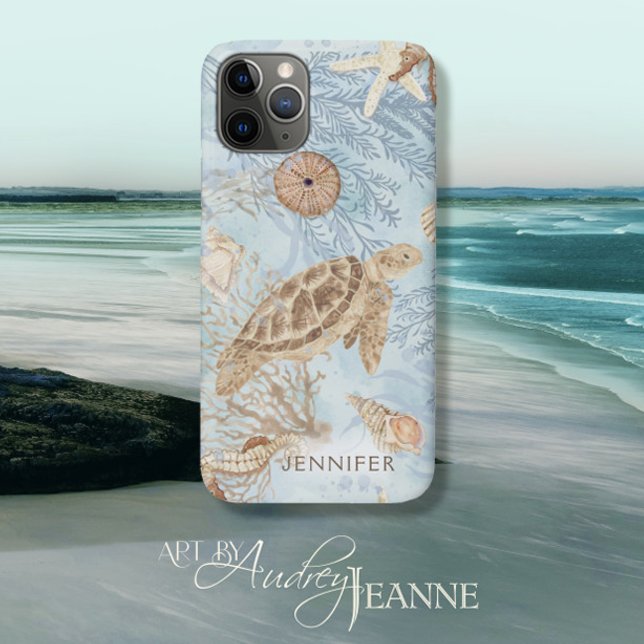 Sea Whispers Turtle Seahorse Starfish Personalized Case-Mate iPhone Case (Creator Uploaded)