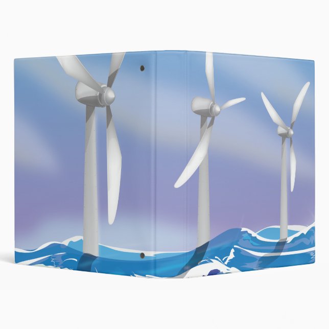 Sea Wind Power turbines 3 Ring Binder (Background)