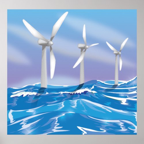 Sea Wind Power turbines Poster