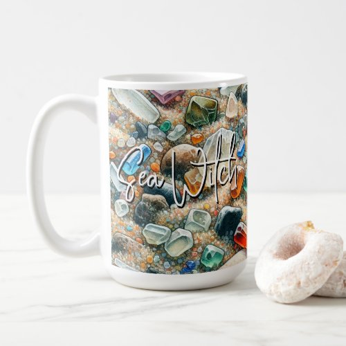 Sea Witch Sea Glass Sand Pebbles Beach Summer Coffee Mug