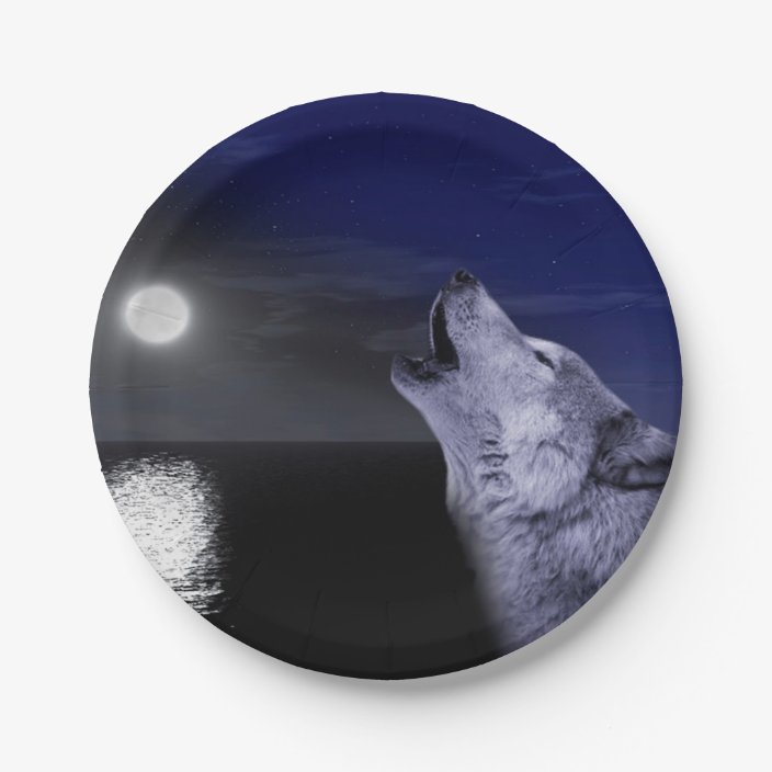 Sea Wolf Moon Wolf Full Moon Wild Wolf Paper Plate Zazzle Com