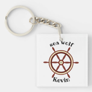 "SEA WOLF" ,steering wheel, personalized , sea the Keychain