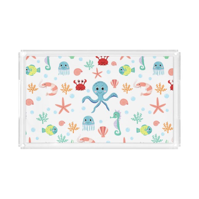 Sea World pattern Acrylic Tray (Front)