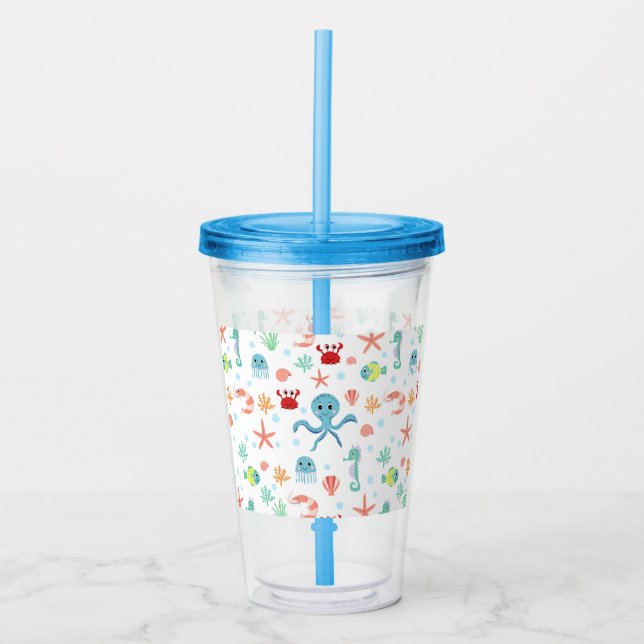Sea World pattern Acrylic Tumbler (Front)