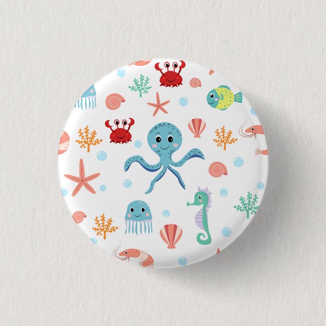 Sea World pattern Button (Front)