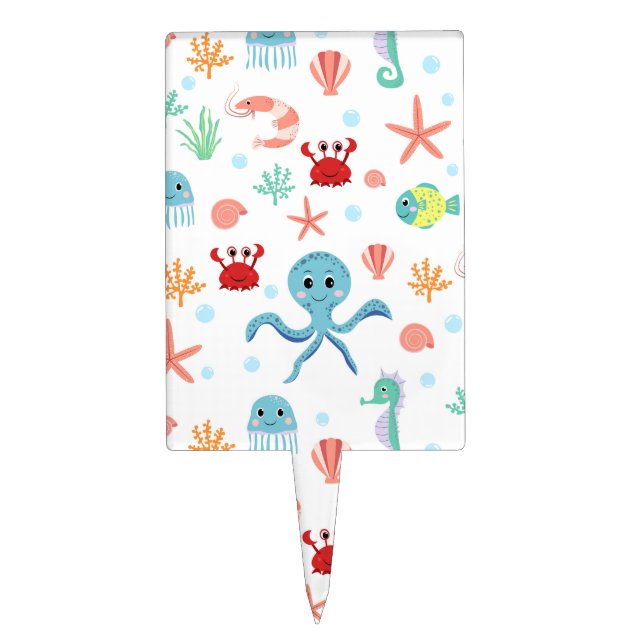 Sea World pattern Cake Topper (Front)