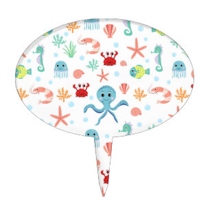 Sea World pattern Cake Topper