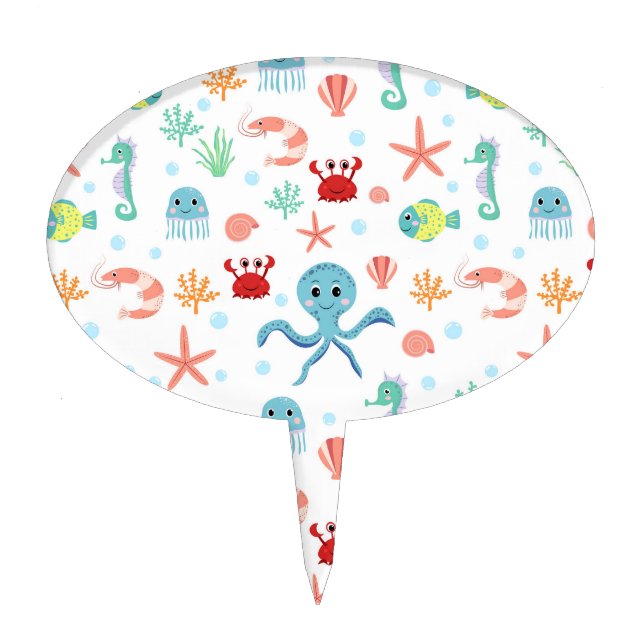 Sea World pattern Cake Topper (Front)