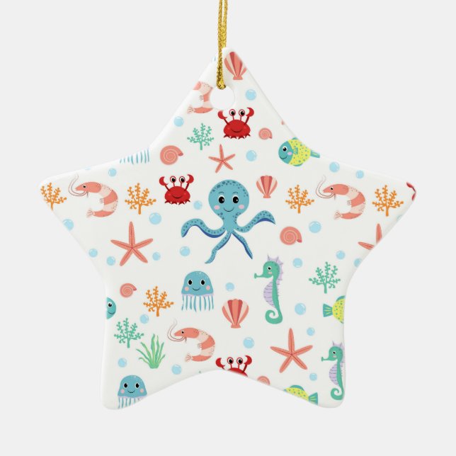 Sea World pattern Ceramic Ornament (Front)