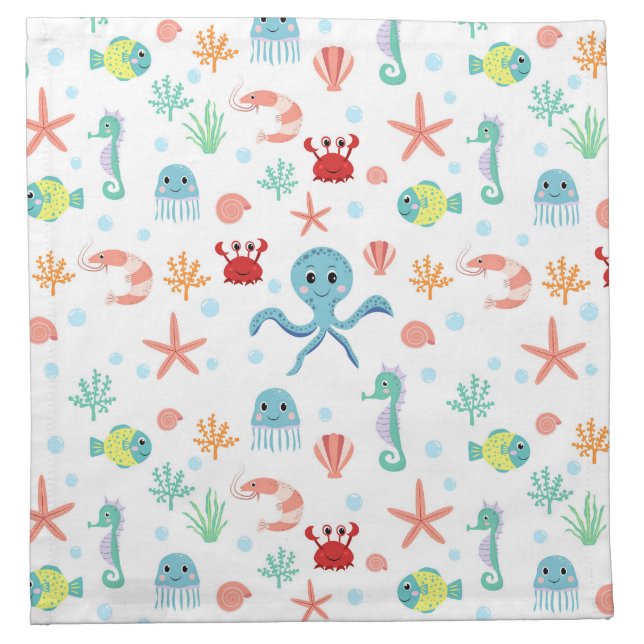 Sea World pattern Cloth Napkin (Front)