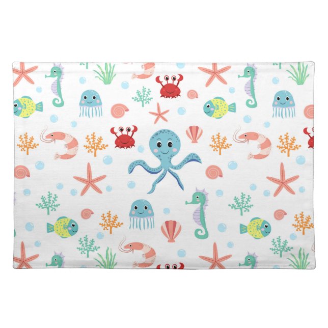 Sea World pattern Cloth Placemat (Front)
