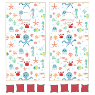 Sea World pattern Cornhole Set