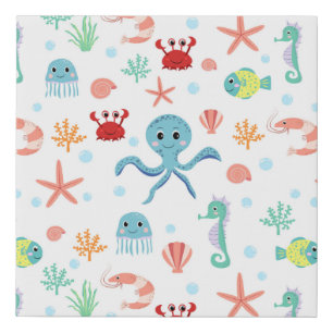 Sea World pattern Faux Canvas Print