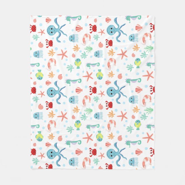 Sea World pattern Fleece Blanket (Front)