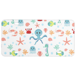 Sea World pattern License Plate