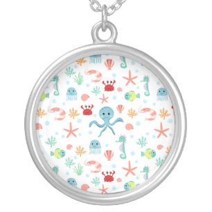 Sea World pattern Silver Plated Necklace
