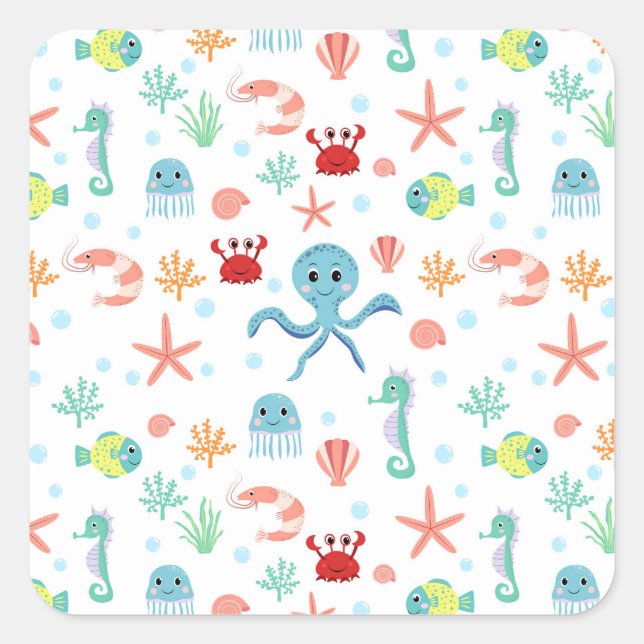 Sea World pattern Square Sticker (Front)